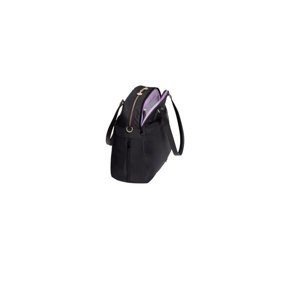 Lo & Sons Brookline 16" Laptop Bag Black Lavendar Silver Tote Nylon Compartments - Picture 1 of 16